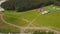 Aerial Large group of beautiful kids boys and girls running with kids in the park. Kite Carefree Activity Summer Joyful