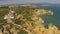 Aerial from Lighthouse and natural rocks Lagos Portugal