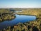 Aerial of Loganville, Pennsylvania around Lake Redman and Lake W