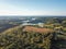 Aerial of Loganville, Pennsylvania around Lake Redman and Lake W