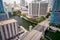 Aerial long exposure photo Brickell Bridge on the Miami River