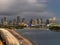 Aerial long exposure shot of the modern Miami Beach city