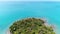 AERIAL. Long tail boats at sand bar beach with crystal clear water of the tropical island in Thailand