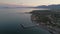 Aerial of Loreto Baja California Sur Mexico at sunset with gulf of California