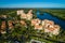 Aerial luxury bayfront condominiums Miami Florida