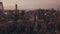 AERIAL: Manhattan, New York City in Red Dawn Sunset Light