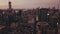 AERIAL: Manhattan, New York City in Red Dawn Sunset Light