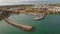 Aerial. Marina of Albufeira and the port of ships, from the sky.