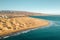 Aerial Maspalomas dunes view on Gran Canaria island.