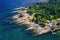 An aerial of Mayne Island, British Columbia, Canada