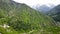 Aerial Medeo dam in the mountain in Almaty