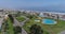 Aerial media over Lima Peru, country club next to the Pacific Ocean.
