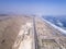 Aerial media over Lima Peru, Pan American highway. One of the most important highway in America crossing south to north.