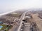 Aerial media over Lima Peru, Pan American highway. One of the most important highway in America crossing south to north.
