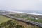 Aerial media over Lima Peru, Pan American highway. One of the most important highway in America crossing south to north.