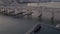 Aerial Miami scene bridge bay yacht 4k 60p