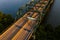 Aerial of Modern Truss Bridge - Ohio River - Huntington, West Virginia & Ohio