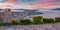 Aerial morning cityscape of Saranda port. Picturesque sunrise on Mediterranean sea