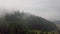 Aerial morning mountains view in the fog in the Low Tatras