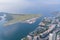 Aerial morning view of the Billy Bishop Toronto City Airport