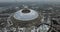 Aerial Moscow view with Luzhniki Stadium under reconstruction works, Russia