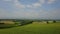 Aerial motion view a large corn field