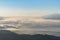 Aerial Mount Fuji with Suwako Lake sunrise Takabochi in early mo