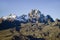 Aerial of Mount Kenya, Africa and snow in January, the second highest mountain at 17,058 feet or 5199 Meters