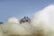 Aerial of Mount Kenya, Africa with snow and white puffy clouds in January, the second highest mountain at 17,058 feet or 5199 Mete