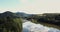 Aerial, Mountain Carpatian forest river landscape
