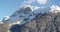 Aerial mountain landscape, rotating around mountain in the alps