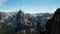 Aerial mountain landscape with waterfall from a bird`s eye view