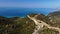 Aerial. Mountains, coast road