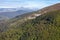 Aerial mountains valley, drone view. Pyrenees autumn landscape. Scenic hills valley. Countryside in France. Travel and adventure.