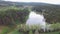 Aerial muddy lake in the forest