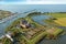 Aerial from Muiderslot castle at the IJsselmeer in the Netherlands