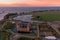 Aerial from Muiderslot castle in Muiden the Netherlands at sunset