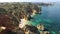 Aerial from natural rocks in Lagos Portugal