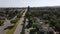 Aerial, neighborhood homes in Pasadena, sunny day, in Los Angeles, descending