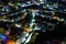 Aerial night illuminated city view Patong Thailand road skyline.Traffic aerial panorama. Clip. Bright lights of the night city.