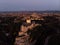 Aerial night panorama of illuminated Segovia old town historic centre Alcazar and Cathedral in Castile and Leon Spain