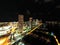 Aerial night photo Miami Beach 5th Street marina