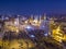 Aerial Night shot of Beirut Downtown, Lebanon during protest against Government, Lebanese revolution,