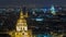 Aerial Night timelapse view of Paris City and Les Invalides shot on the top of Eiffel Tower