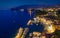 Aerial night view of coastline Sorrento, Italy