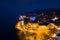 Aerial night view of Evian Evian-Les-Bains city in Haute Savoie in France
