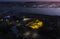 Aerial night view of the industrial area along the coast of Port Royal, South Carolina