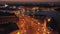 Aerial night view of Rostral column St. Petersburg