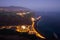 Aerial night view of Tazacorte at La Palma