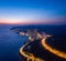 Aerial night view of Ting Kau, famous landmark, Hong Kong